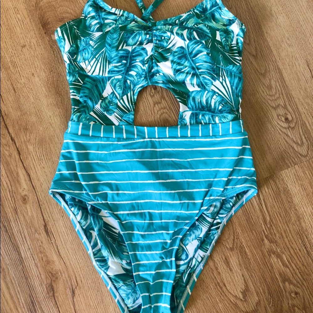 One piece, cut out tropical one piece swimsuit